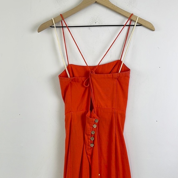 Free People Francesca Midi Dress Square Neck Size XS Orange Red - Picture 8 of 13
